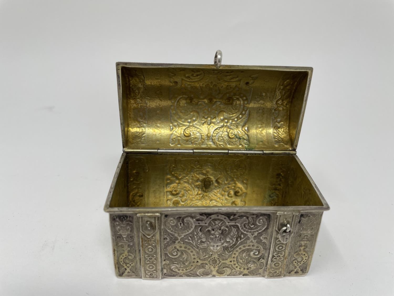 Dutch silver casket, 7.5 cm wide Marks rubbed - Image 2 of 3