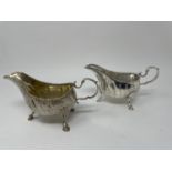 A pair of 18th century Irish silver sauce boats, 9.5 ozt Marks rubbed