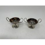 A pair of Edward VII silver and tortoiseshell tazzi, London 1909 and 1910, 12 cm wide (2) Bases
