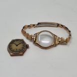 A ladies 9ct gold wristwatch, with a later gold plated clasp All in weight 15.2 g