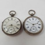 A Victorian silver open face pocket watch, with subsidiary seconds dial, Chester 1887 and a silver