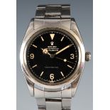 A gentleman's stainless steel Rolex Oyster Perpetual Explorer Super Precision wristwatch, with a