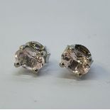 A pair of morganite stud earrings