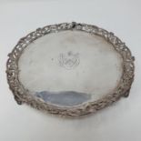 An Irish George III silver salver, date mark rubbed, later pierced rim, 11.5 ozt, 22 cm diameter