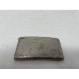 A Chinese silver coloured metal card case, 8 cm wide
