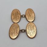 A pair of 9ct oval cufflinks, 7.1 g (2) Engraved with initials