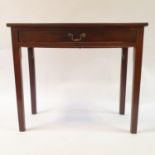 A mahogany side table, having a single frieze drawer, on square tapering legs, 82 cm wide