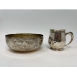 A silver bowl, Birmingham 1978, and a mug, 14.6 ozt (2)