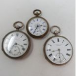 A Victorian silver open face pocket watch, with subsidiary seconds dial, Birmingham 1895, a late