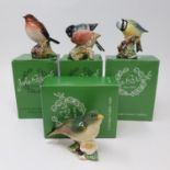 A Beswick Bullfinch, four other Beswick birds, all boxed, Lilliput Lane cottages, all boxed, and