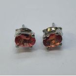 A pair of pink tourmaline stud earrings