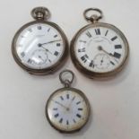 A silver open face pocket watch, with subsidiary seconds dial, signed J W Benson London,