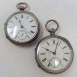 A Victorian silver open face pocket watch, with subsidiary seconds dial, Birmingham 1876 and a