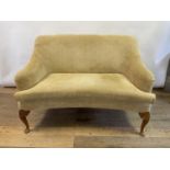 A pair of cream sofas, on beech cabriole legs 127 cm wide (2) Frames good and firm, some areas a