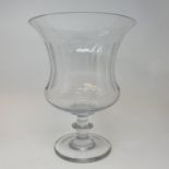 A large glass goblet vase, on a round foot, 34 cm high x 27 cm diameter