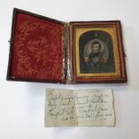 A Victorian Daguerreotype of a military officer, in leather case and three others (4) Various faults