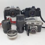 A Pentax MB camera, and various other photography equipment (box)