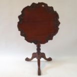 A mahogany tilt top tripod table, 70 cm wide 20th Century Height 75 cm high Various splits to top