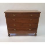 A 19th century mahogany Continental chest, having four drawers, on bun feet, 120 cm wide Various
