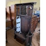 A oak hall stand, 120 cm wide, a sewing machine, a cake stand and various other items (qty)