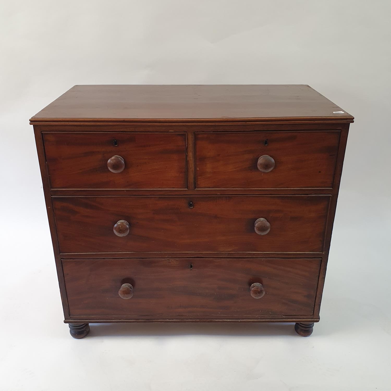 A 19th century mahogany chest, having two short and two long drawers, 93 cm wide - Image 2 of 7