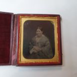 A Victorian ambrotype, others similar, and a pair of opera glasses, lacks a small section (qty)