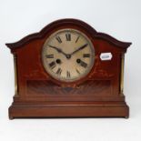 A mantel clock, with a silvered dial, with Roman numerals, in mahogany case, and various other items