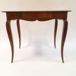 A Continental walnut side table, with a single frieze drawer, on cabriole legs, 86 cm wide