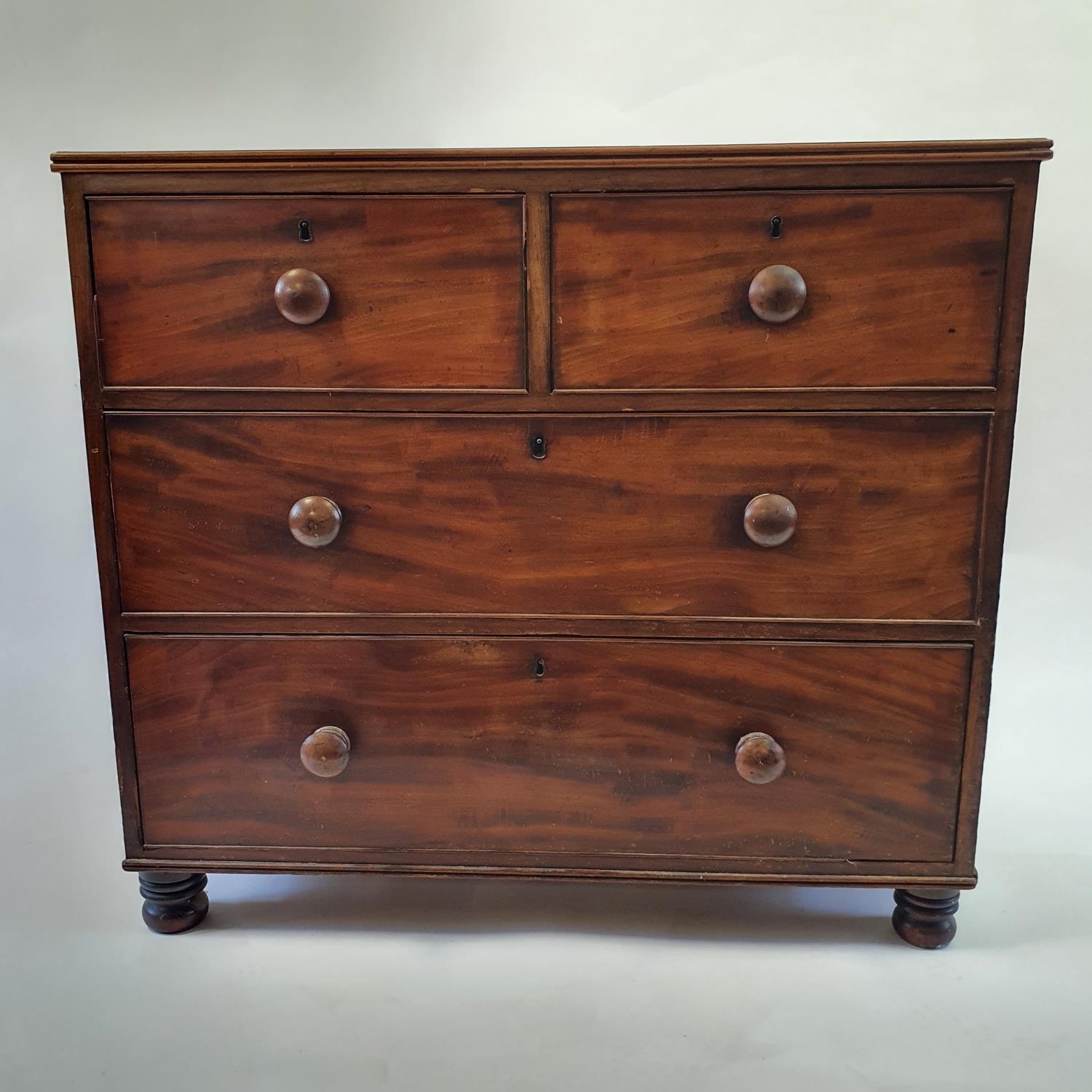 A 19th century mahogany chest, having two short and two long drawers, 93 cm wide