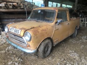 1978 Mini Pick Up Registration number WTT 68S Bought early 1990s by a sheep farmer to use Last on