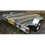 Factory built Paxton three bike galvanised coated steel trailer, fitted with jockey wheel for better