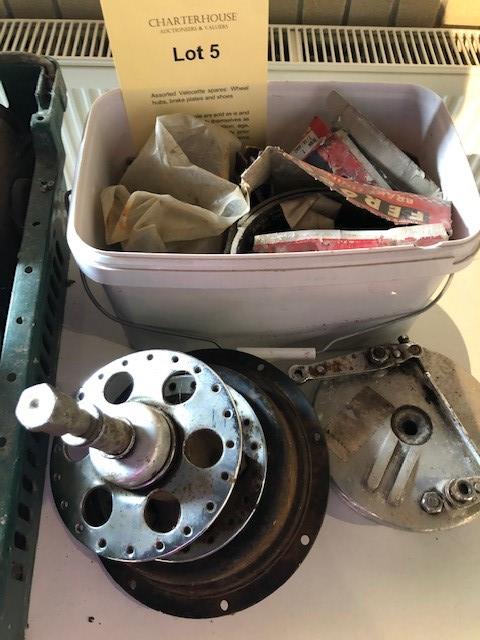 Assorted Velocette spares: Wheel hubs, brake plates and shoes - Image 2 of 3