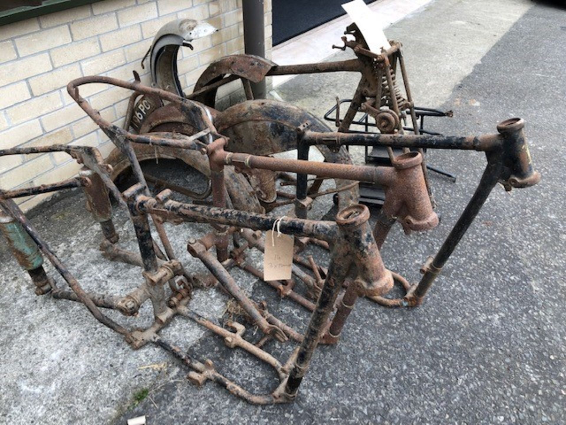 Assorted Velocette spares: Mac frame with forks ,two others and mudguards - Image 4 of 4