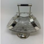 A Victorian style glass biscuit box, with plated mounts, 28.5 cm high Modern