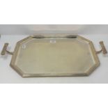 A silver plated Art Deco twin handled tray, 60 cm wide