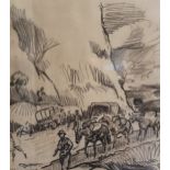 Richard John Munro Dupont (1920-1977) A military scene, with packhorses, charcoal, signed and