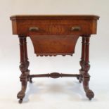 A Victorian walnut games table, with folding top, and slide to reveal chess and backgammon boards,