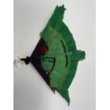 A 1920s green feather and bakelite fan, in the form of a songbird, 25 cm Light wear overall