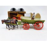 A Britains horse and cart, another, and various farm buildings (qty)