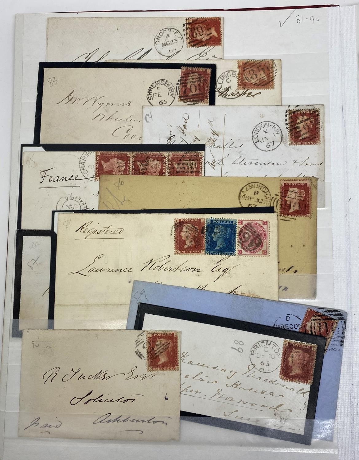 Great Britain 1858-79 1d red Plate numbers issue, a fine complete collection of plates 71-224 (excl.