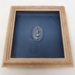 An Essex type crystal oval panel, decorated a Life Guard, 3.5 cm high, framed