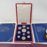 A Queen Elizabeth II ten piece specimen coin set, 1953, boxed, and various other coins