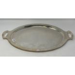 A silver plated twin handled oval tray, 51 cm wide