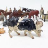 A Britains painted cow, and various other farm and other animals (qty)