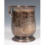 A George III silver mug, London 1762, 9.6 ozt,12 cm high