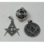 A silver masonic style fob, and two others (3) This is a modern copy