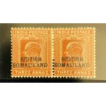 British Somaliland 1903 EdVII 3a fine fresh m/m pair with 'BRITISH' variety SG28a, cat. £275