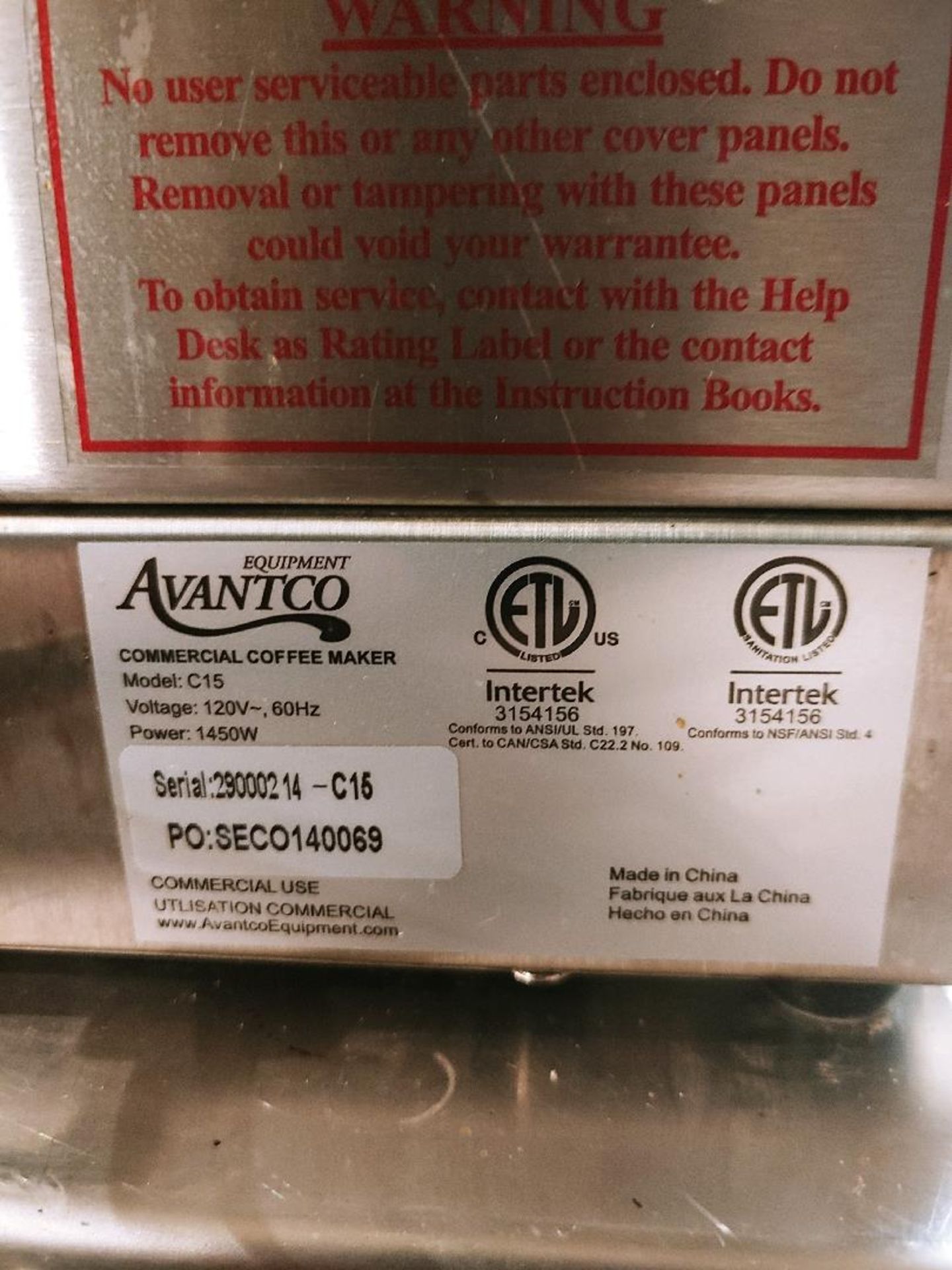 AVANTCO C15 COFFEE MAKER - Image 3 of 3