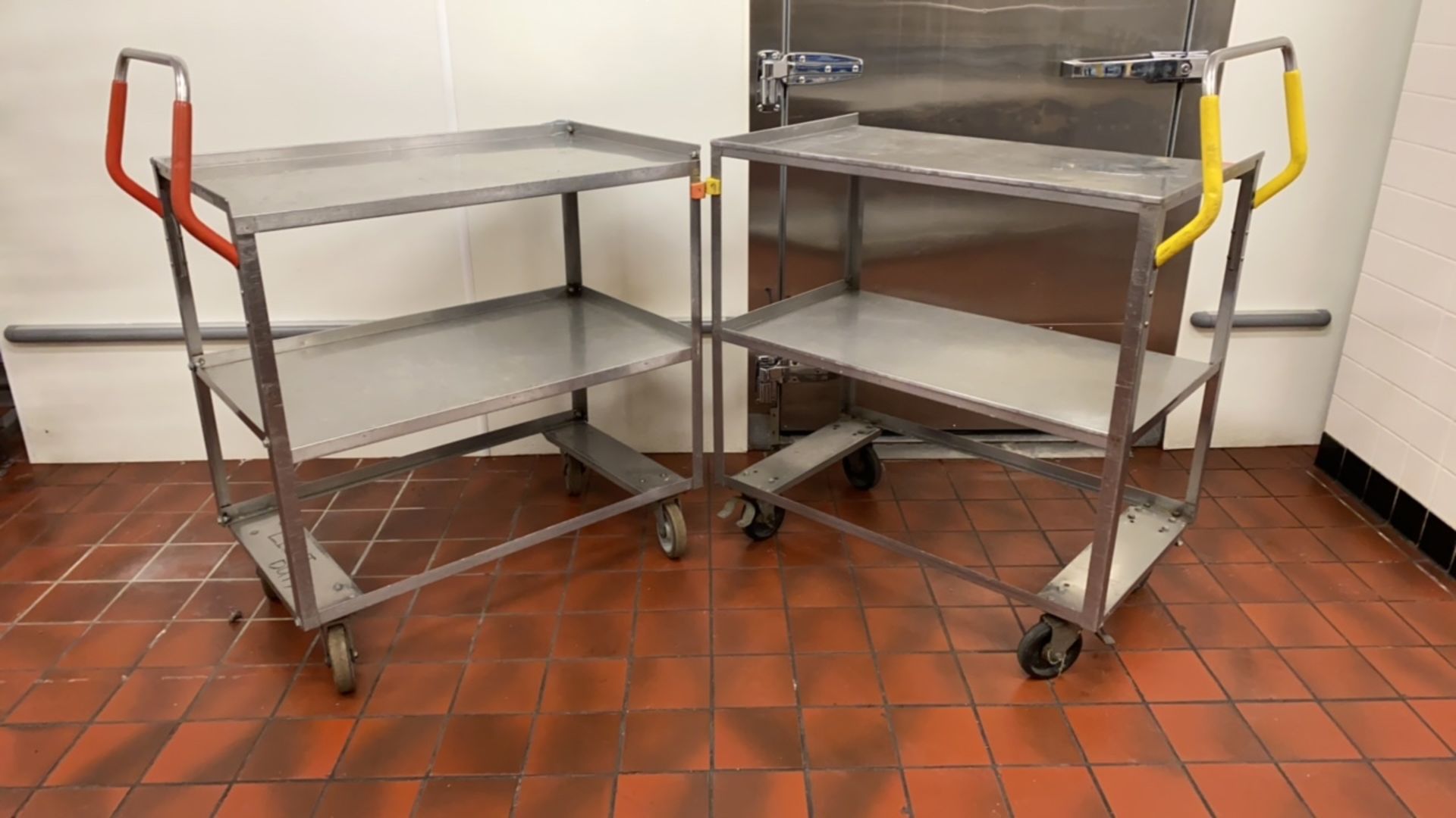 LOT OF 2-2 TIERED WORK CARTS