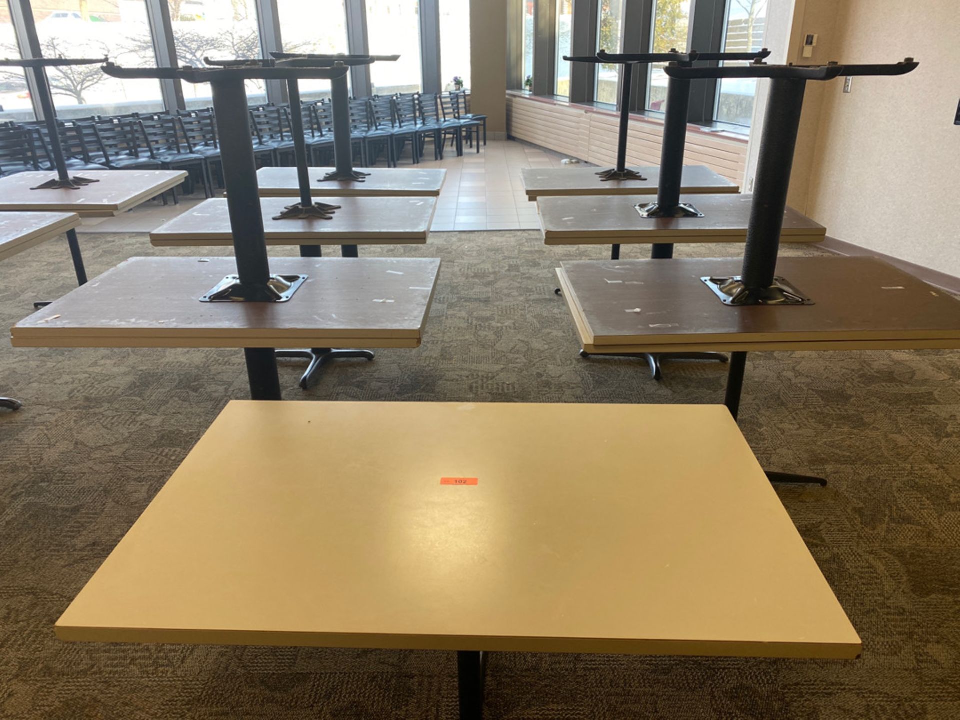 LOT OF 13 RECTANGULAR CAFETERIA TABLES